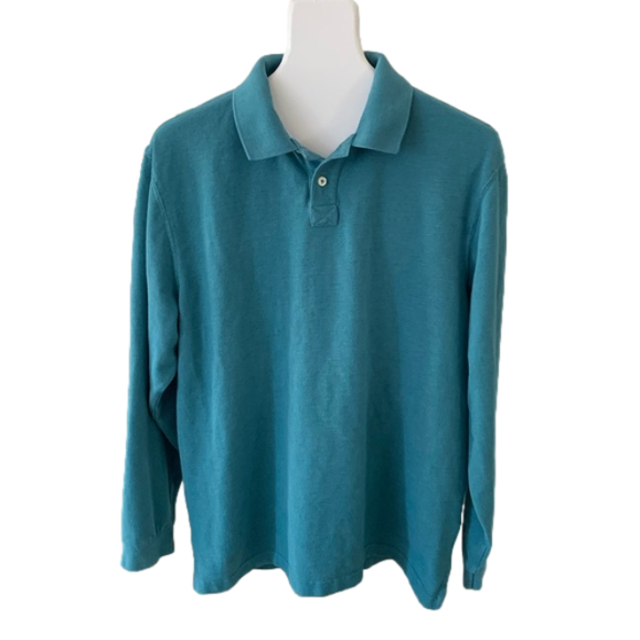 Aqua Long Sleeve Polo - Picture 1 of 2